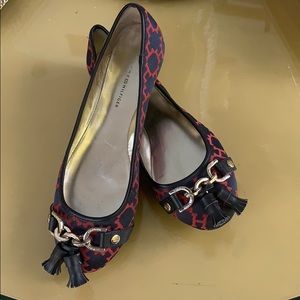 Tommy Hilfiger Tassel Toe Flat Shoes Navy & Crimson H Geometric Women’s Size 7